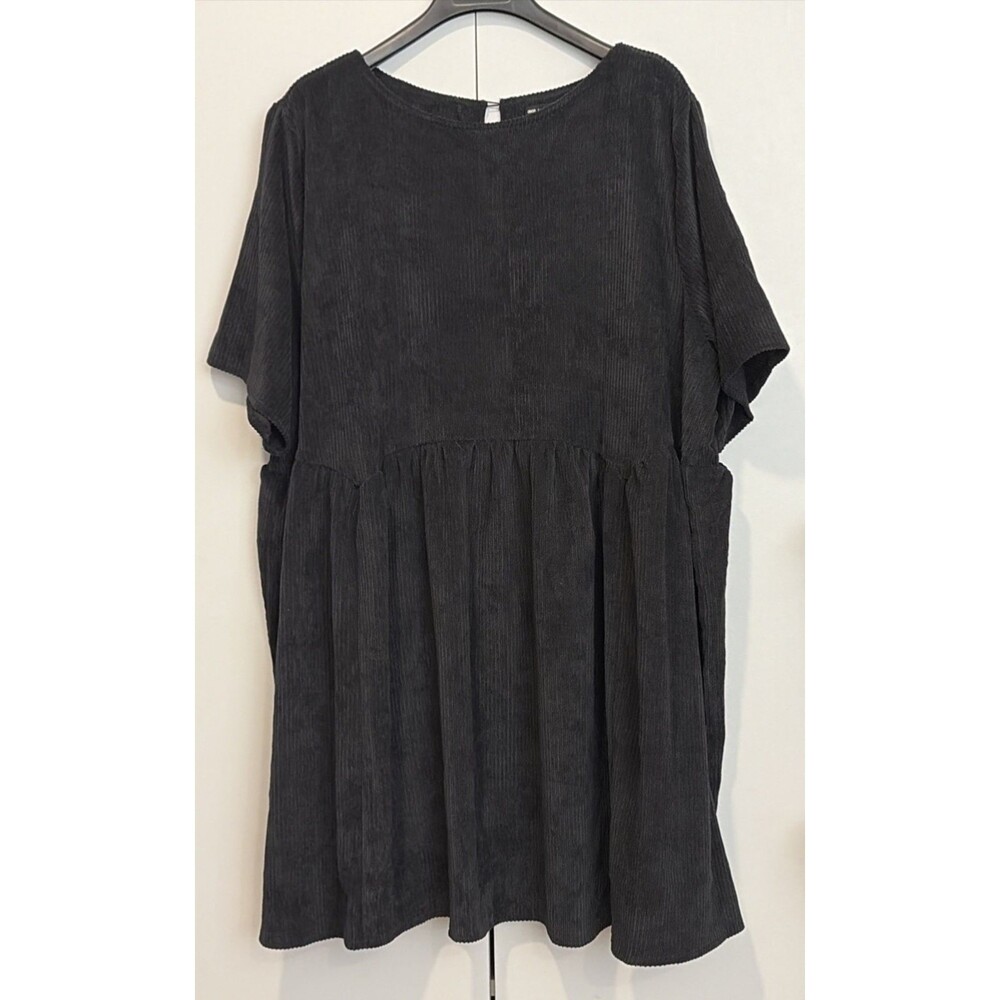 ASOS Corduroy Dress Short Sleeve Black Size 18